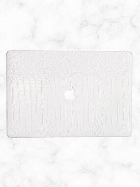 Laptop Case White Crocodile Alligator  Textured Laptop Cover